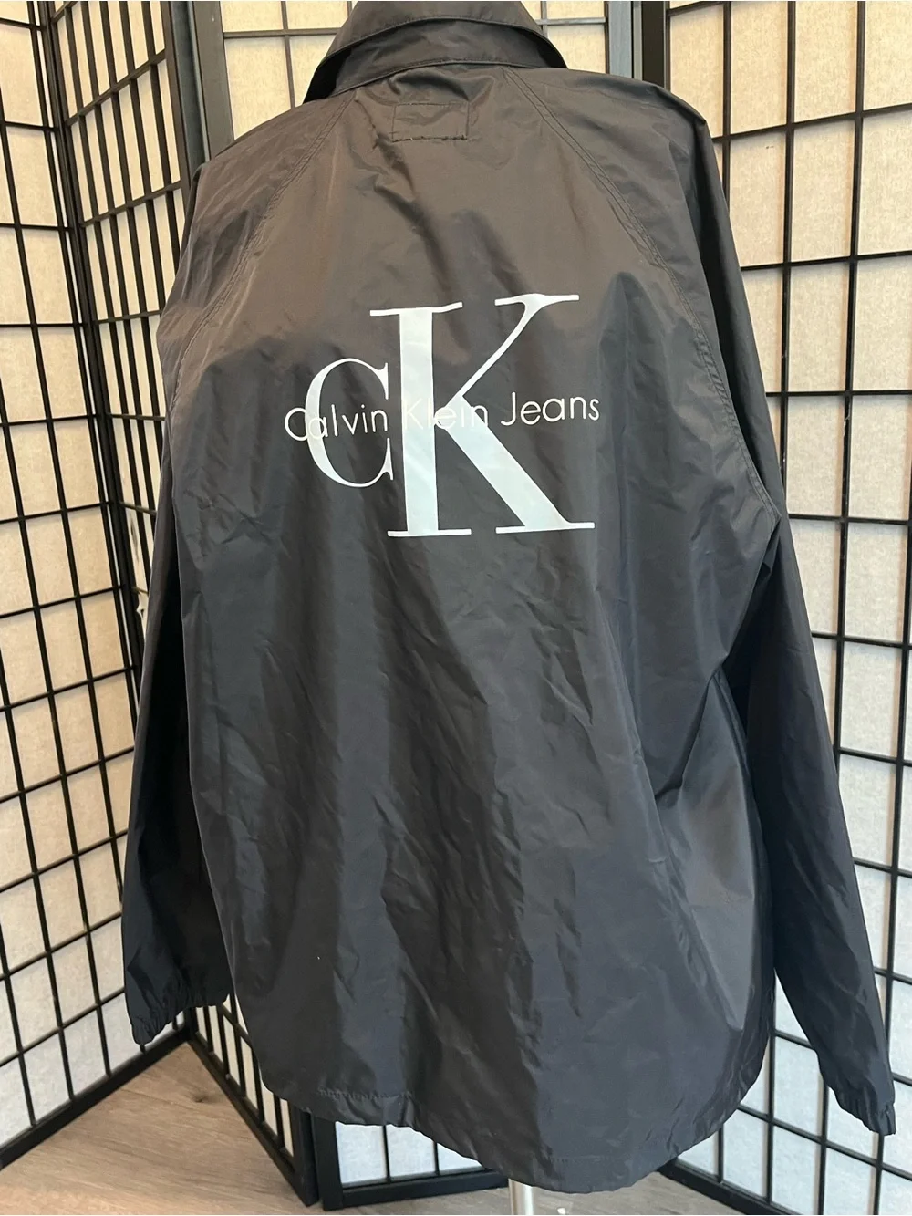 Calvin Klein Jeans Men’s Black Logo Windbreaker